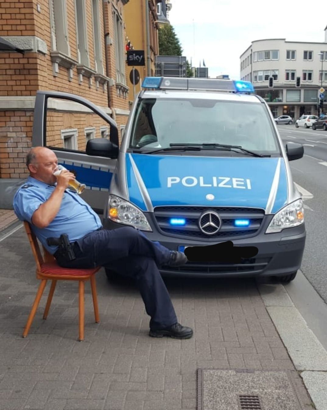 A German policeman in his natural environment