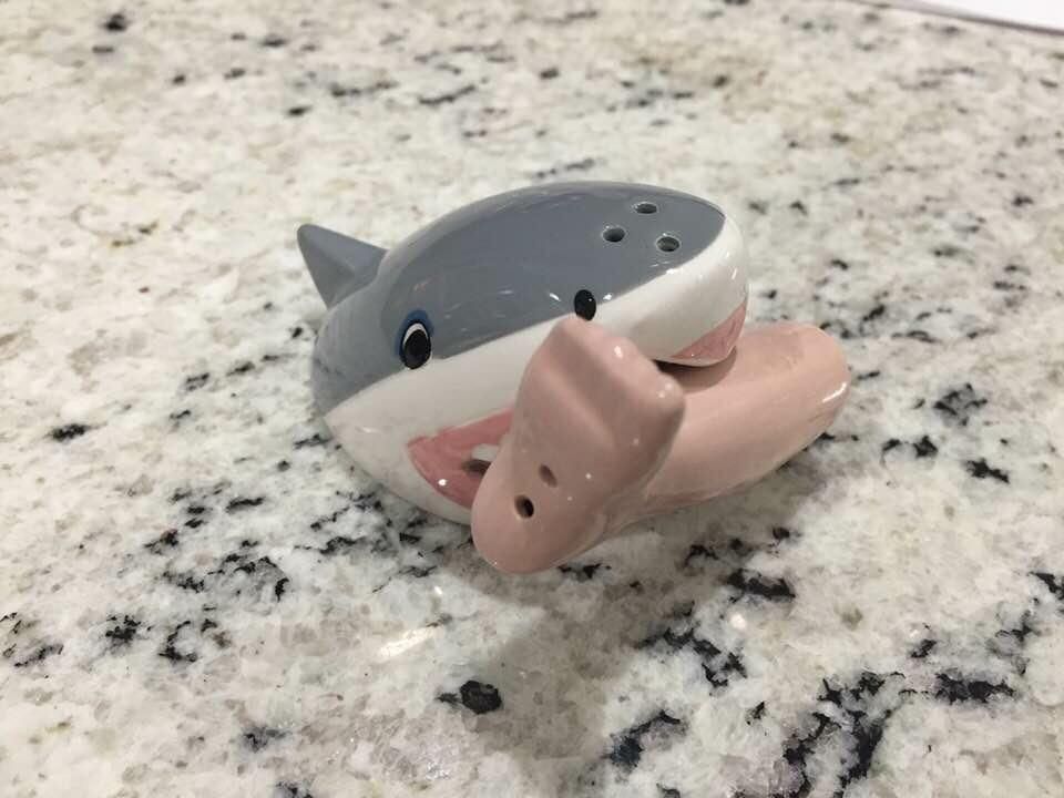 I got bit in the leg by a shark. My friend purchased this gift for me.