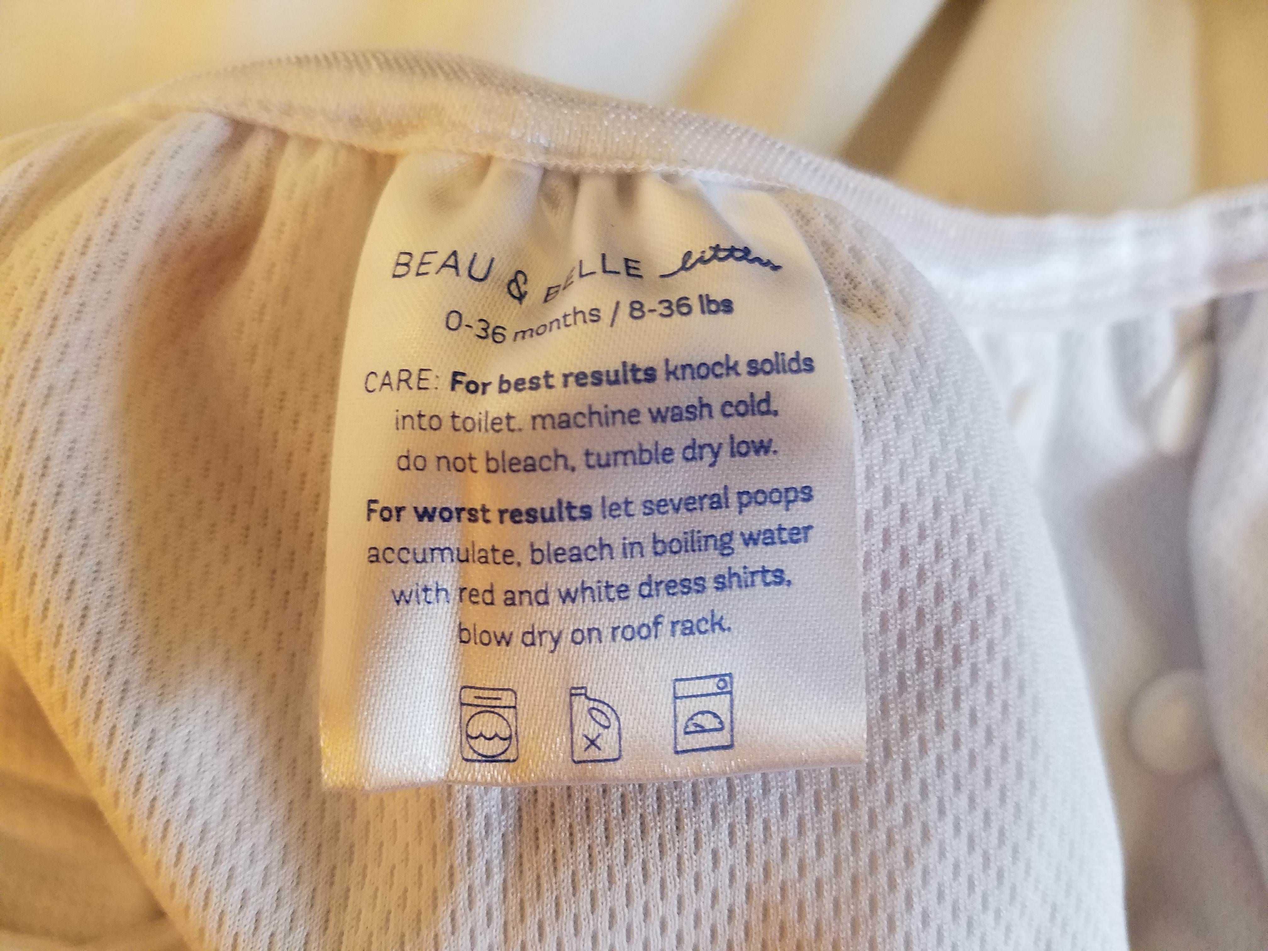 These care instructions on my son's swim diaper