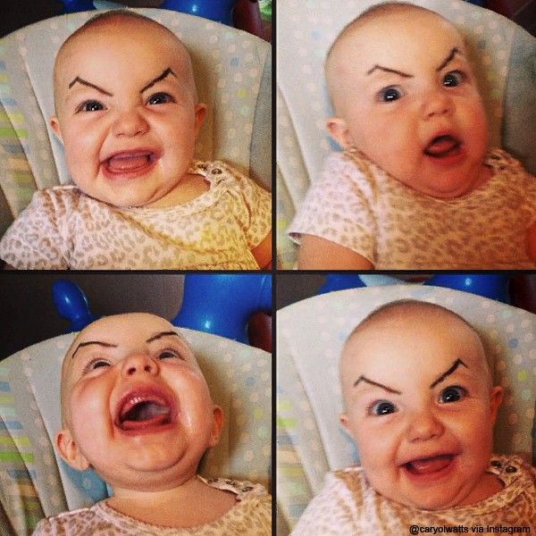 Drawing angry eyebrows on a baby is the best thing you'll see today...