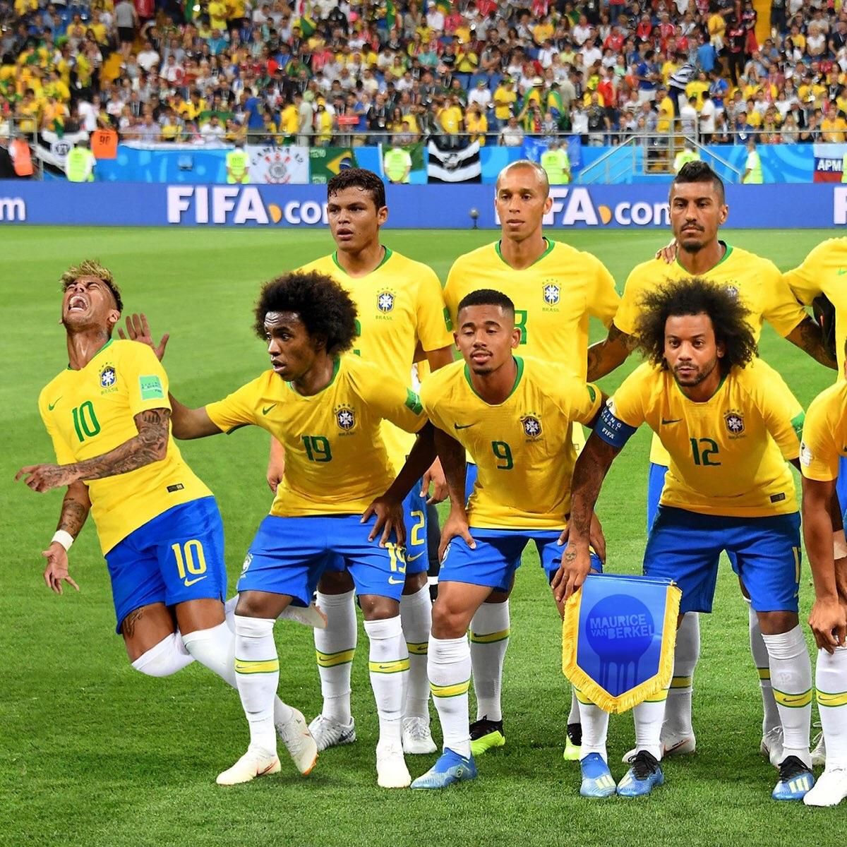 Neymar questionable for next game after team picture leaves him writhing in pain.