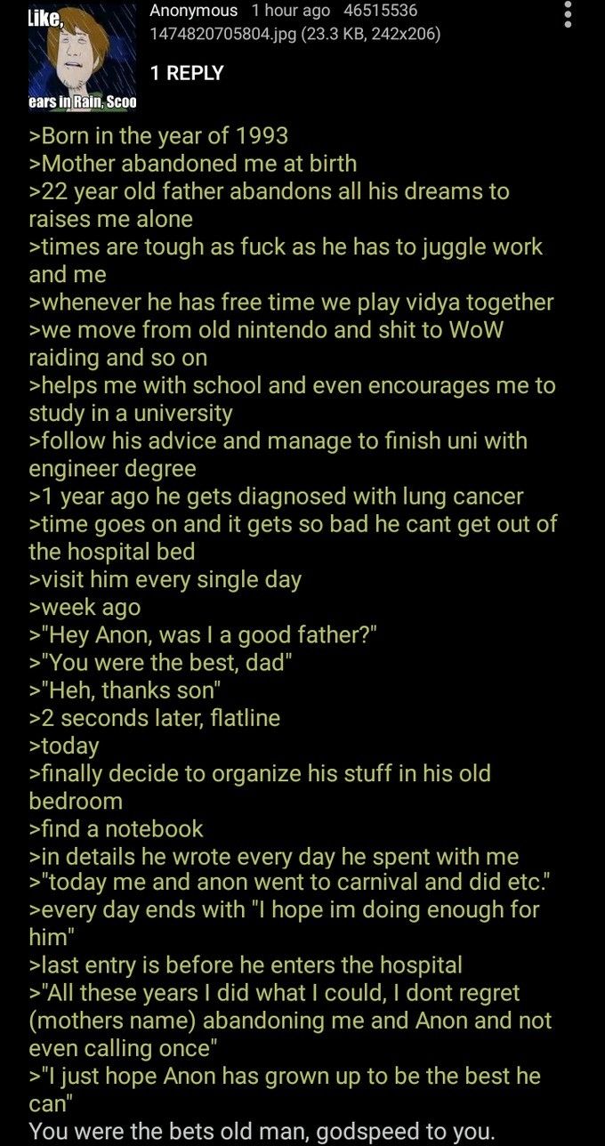Anon talks about his dad.