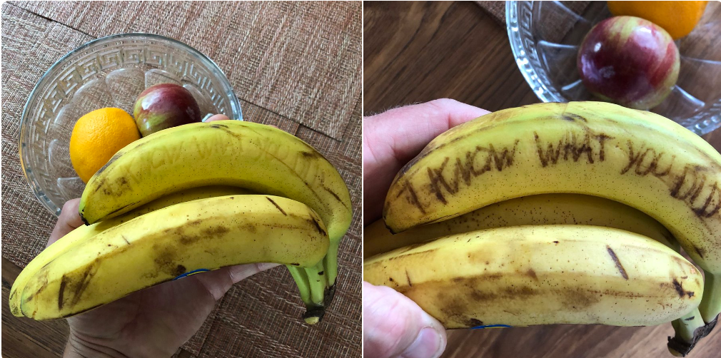 Favorite new thing: Scratching haunting things into bananas at the market so when people take them home hours later and the words appear they think a ghost knows their secrets.