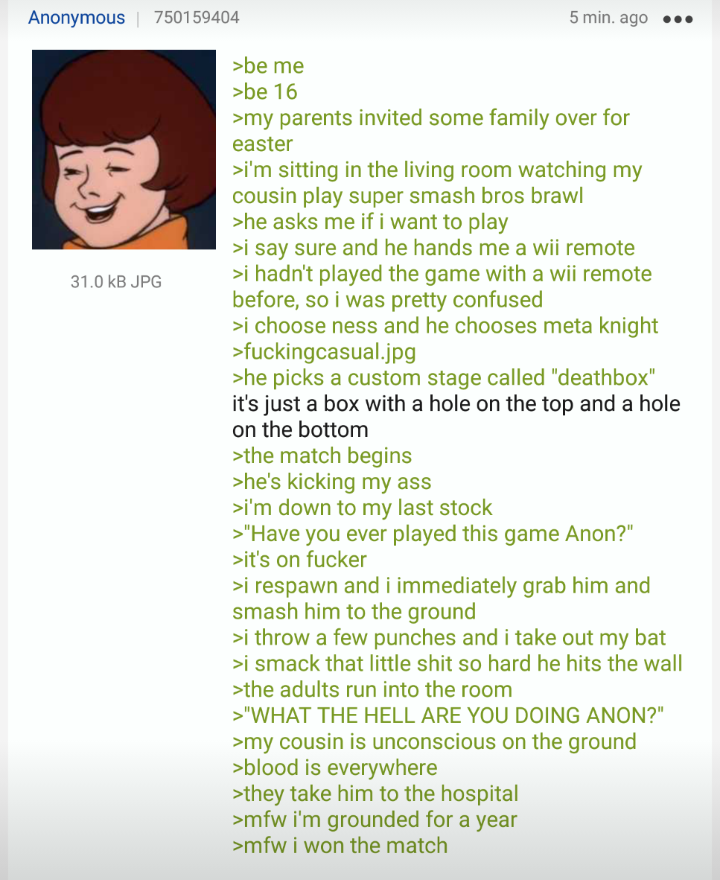 Anon wins at vidya