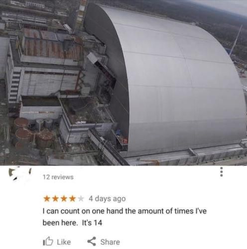 Google review of the Chernobyl sarcophagus