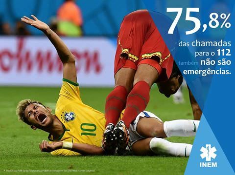 Portugal's INEM used a picture of Neymar to bring attention to people who needlessly call them. The text reads "75.8% of the calls are also not emergencies."