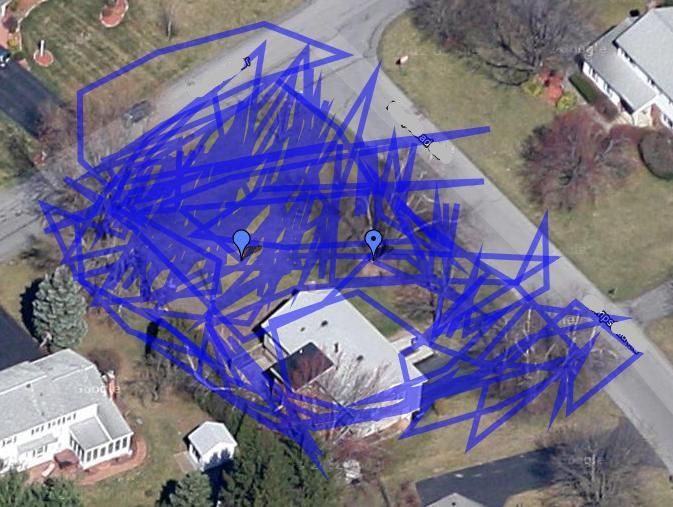 Mowing the lawn with GPS tracking turned on.