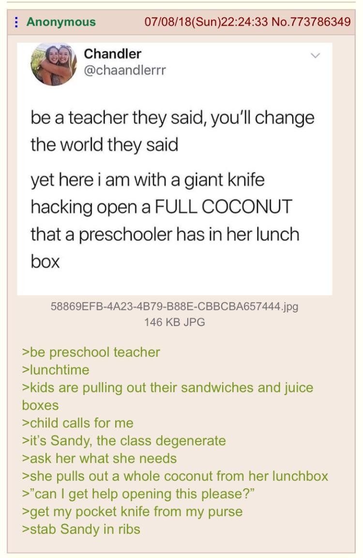 Anon is a teacher