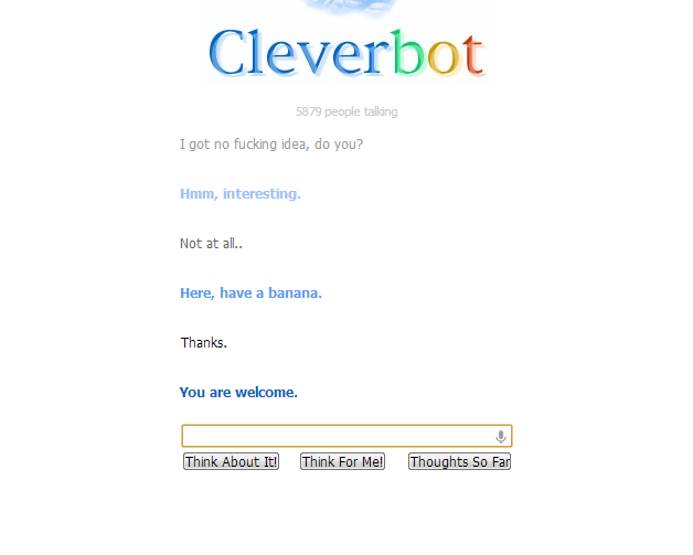 Cleverbot being kind.
