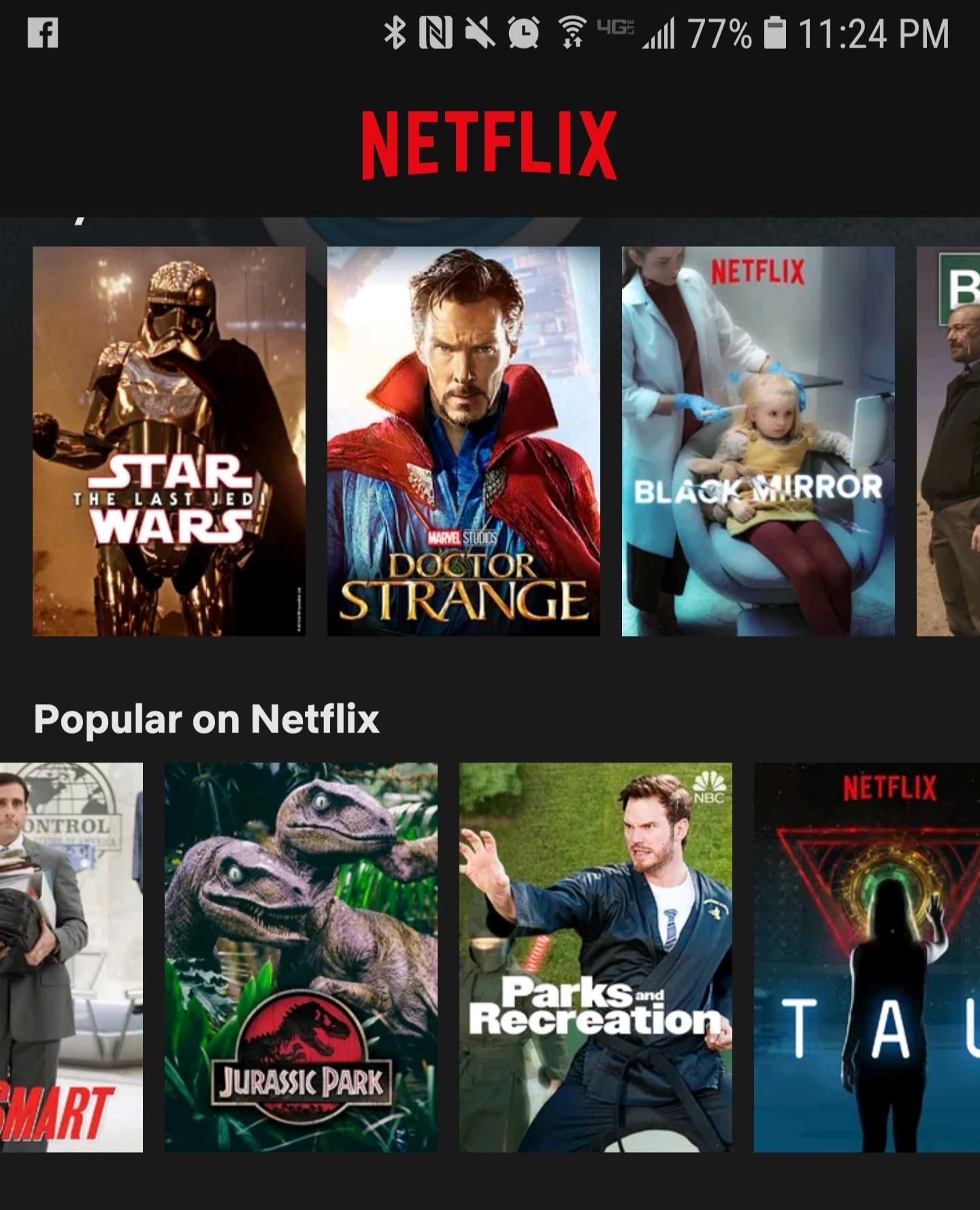 Jurassic Park next to Parks & Rec on Netflix