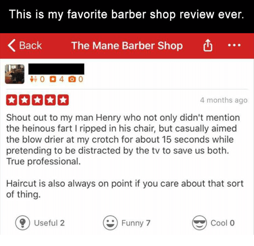 Favourite barber shop review ever