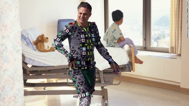 Mark Ruffalo visits children's hospital in his Hulk costume.