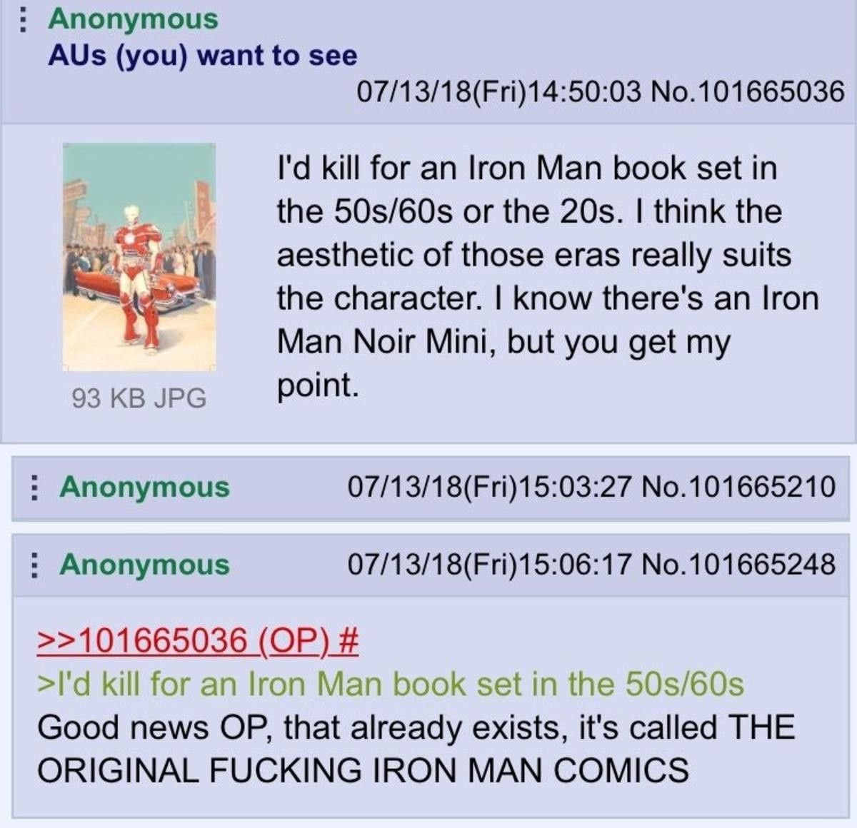 Anon turns into Irony Man