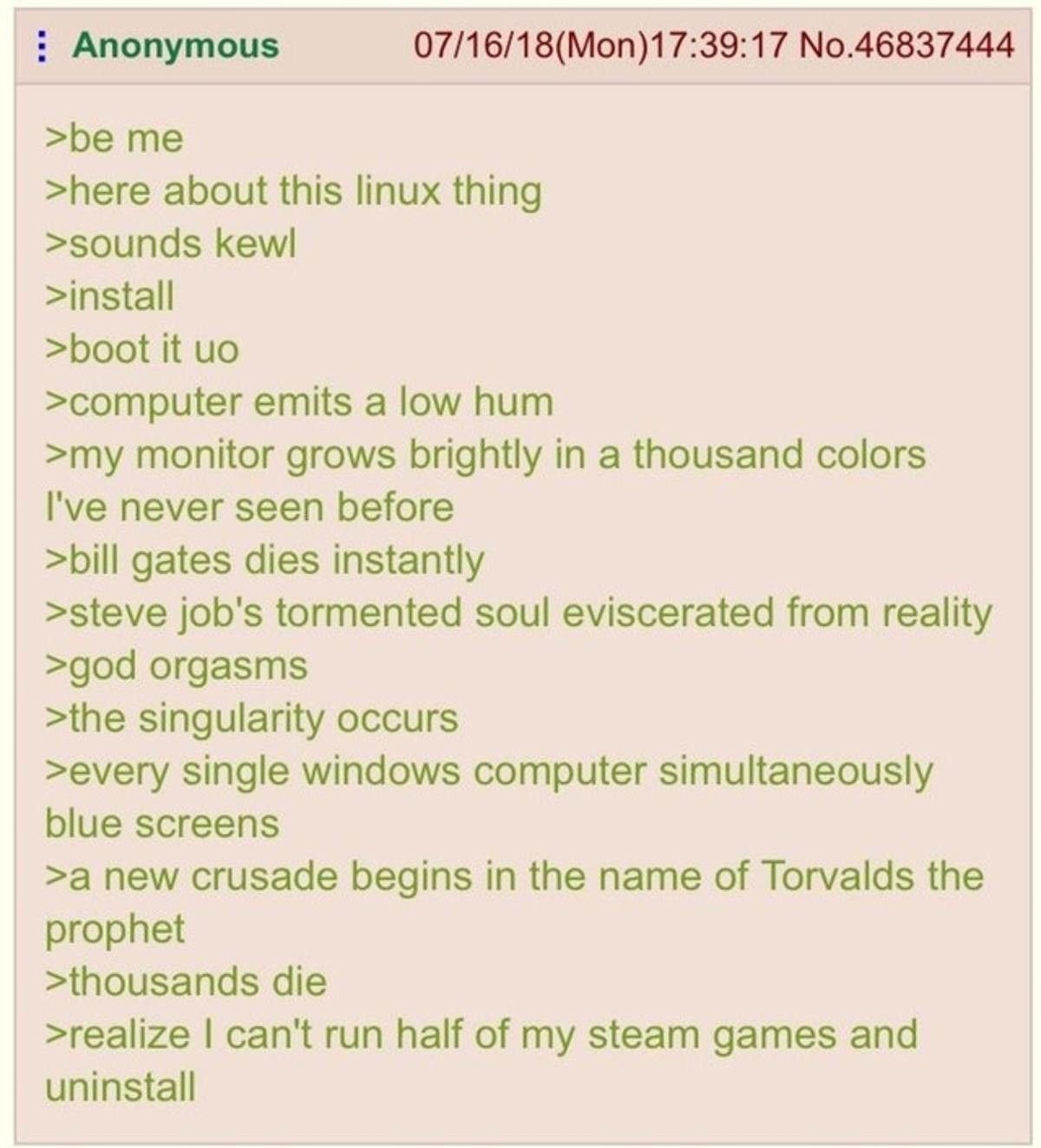 Anon tries Linux for the first time