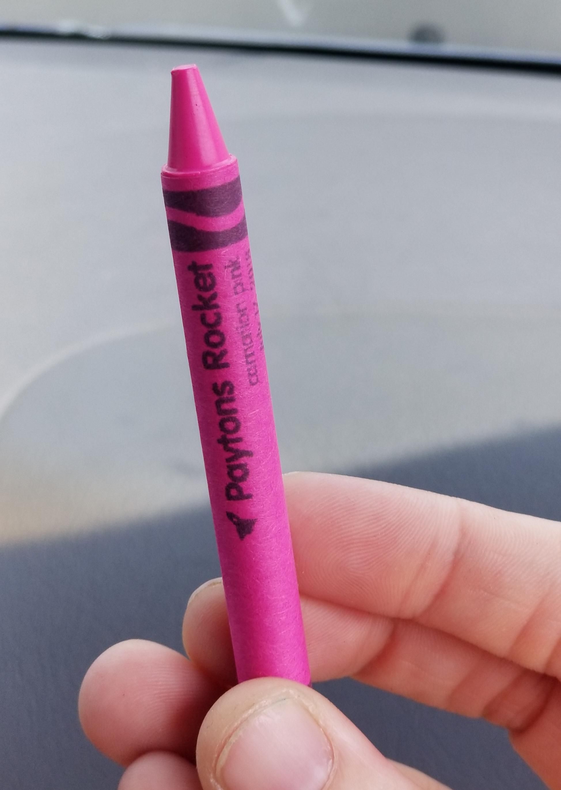 My husband is real mature. Couldn't leave the Crayola Experience without naming his own color. Payton is my moms dog that will hump literally anything.