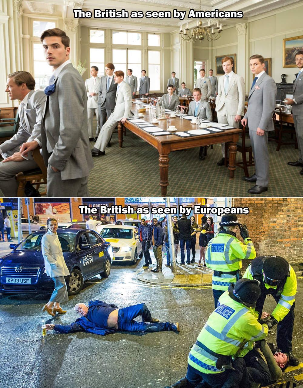 Expectation vs reality:How the British as seen by Americans and Europeans