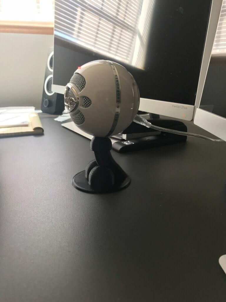 Boss asked if we could 3D print a new stand for his microphone. Engineers complied accordingly