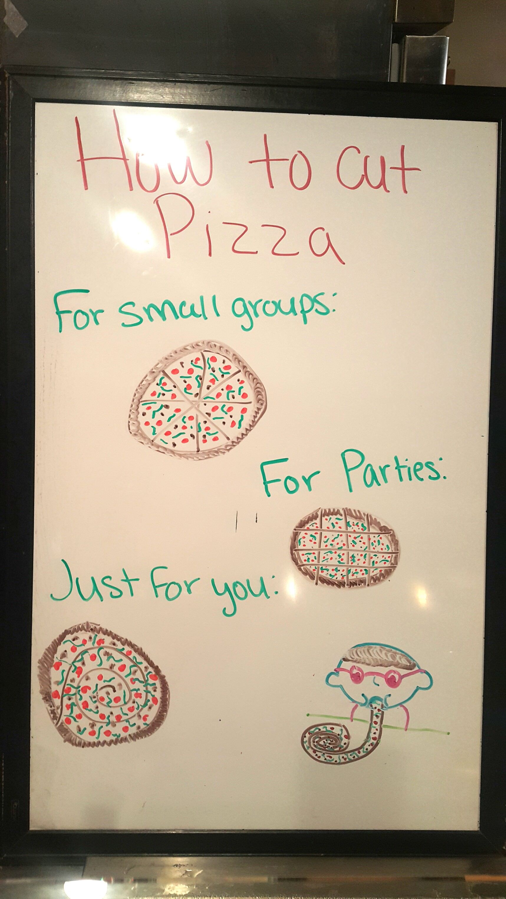 Our local pizza place gives excellent advice.