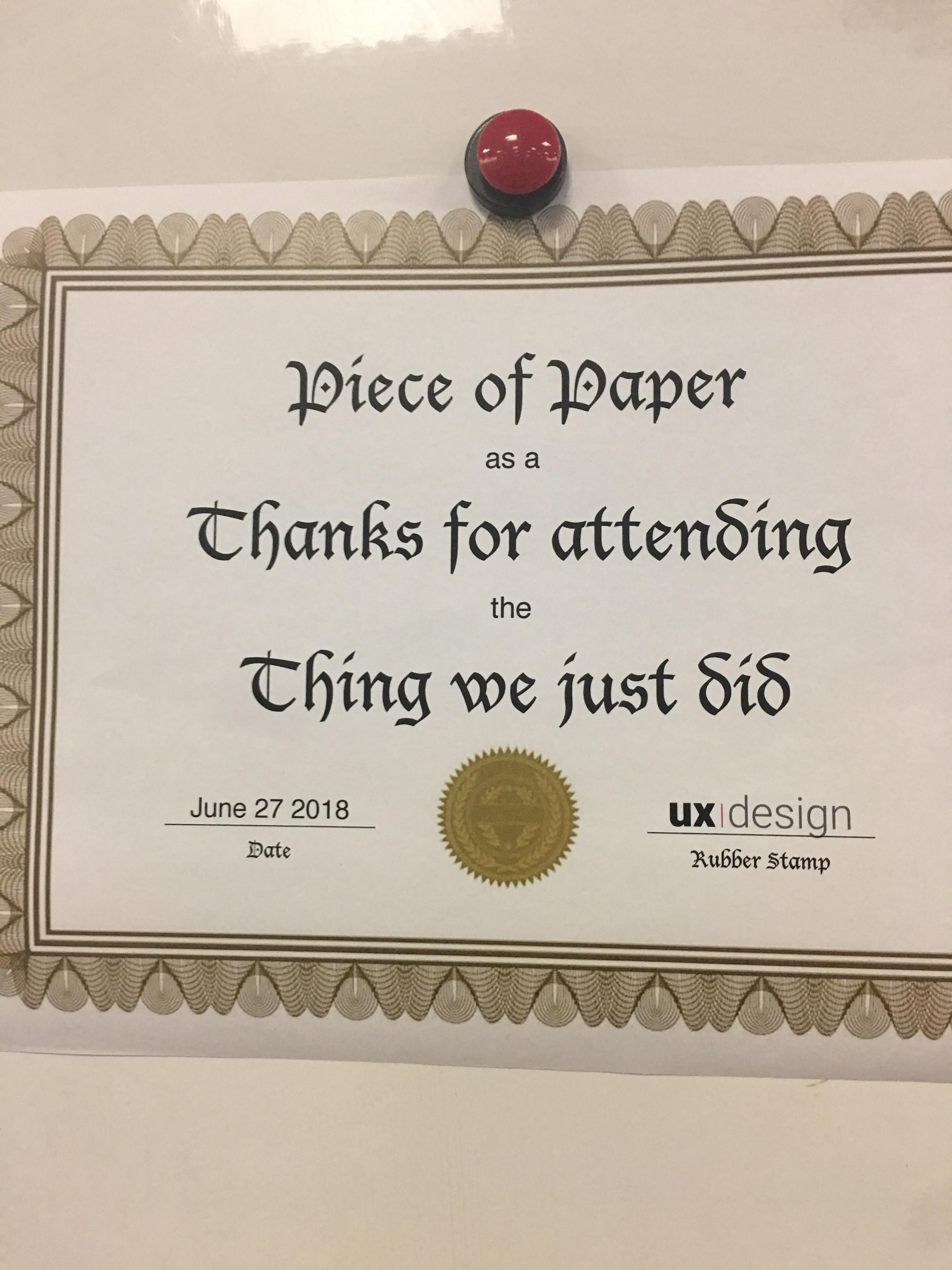 Best certificate I ever got.