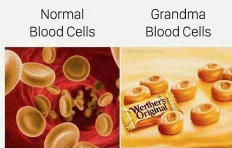 Normal blood cells vs. grandma’s blood cells