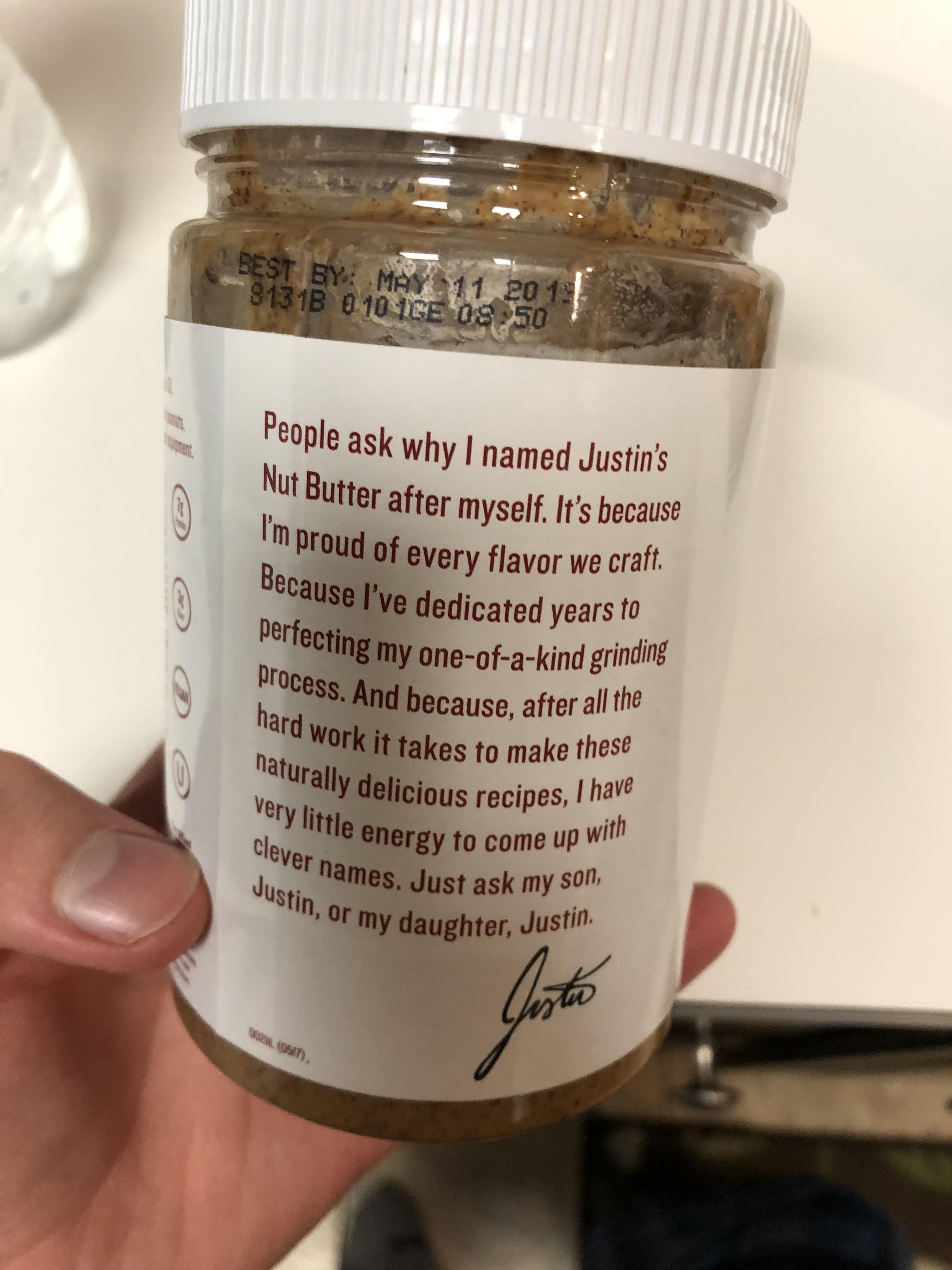 Justin explains the name behind his Nut Butter