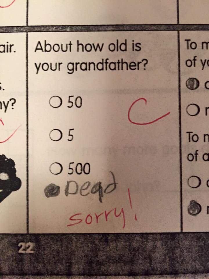 My mom found one of my old tests from over 20 years ago when I was just a wee lad
