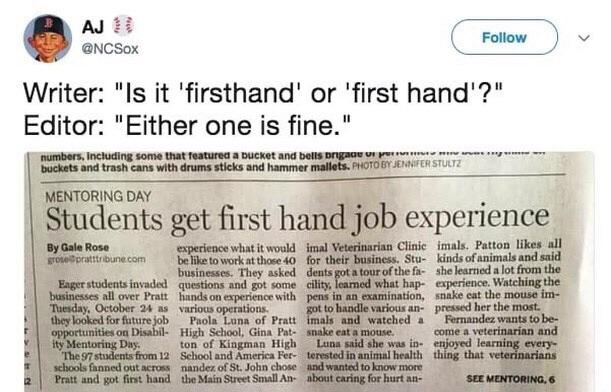 First hand job experiences