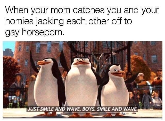 And they all wave with only one hand