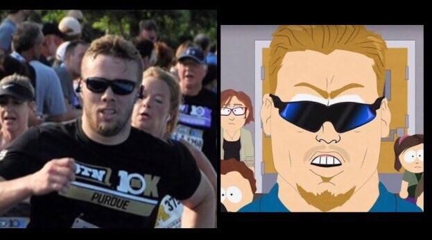 I ran a race this past weekend. The photo of me at the finish had an uncanny resemblance to PC Principal.