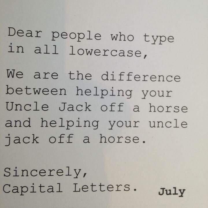 Sincerely, Capital Letters