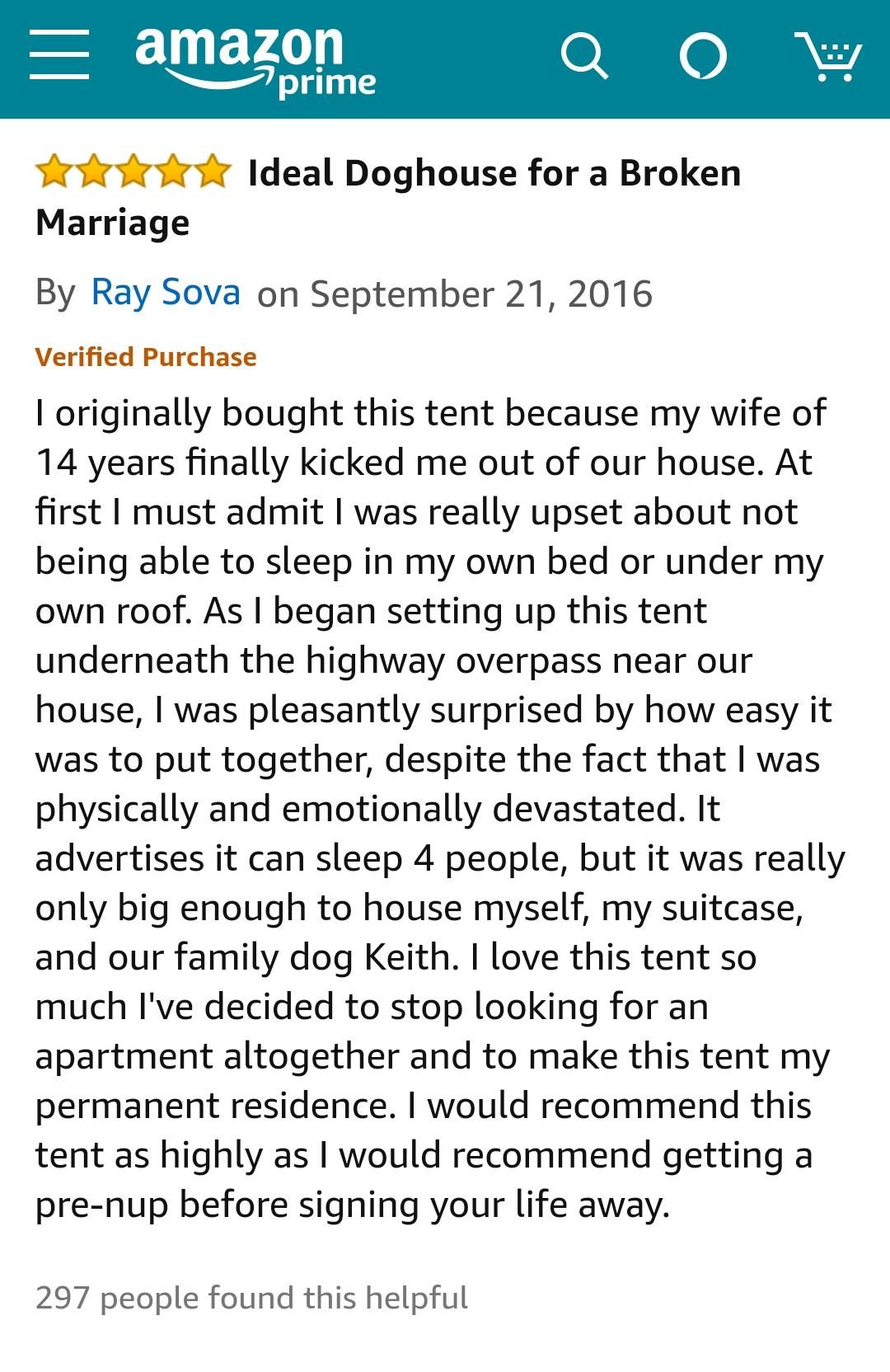 Tent review from Amazon made my day