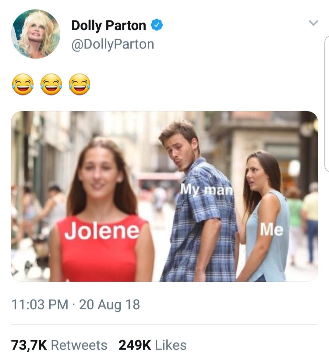 Dolly is up to date on the memes!