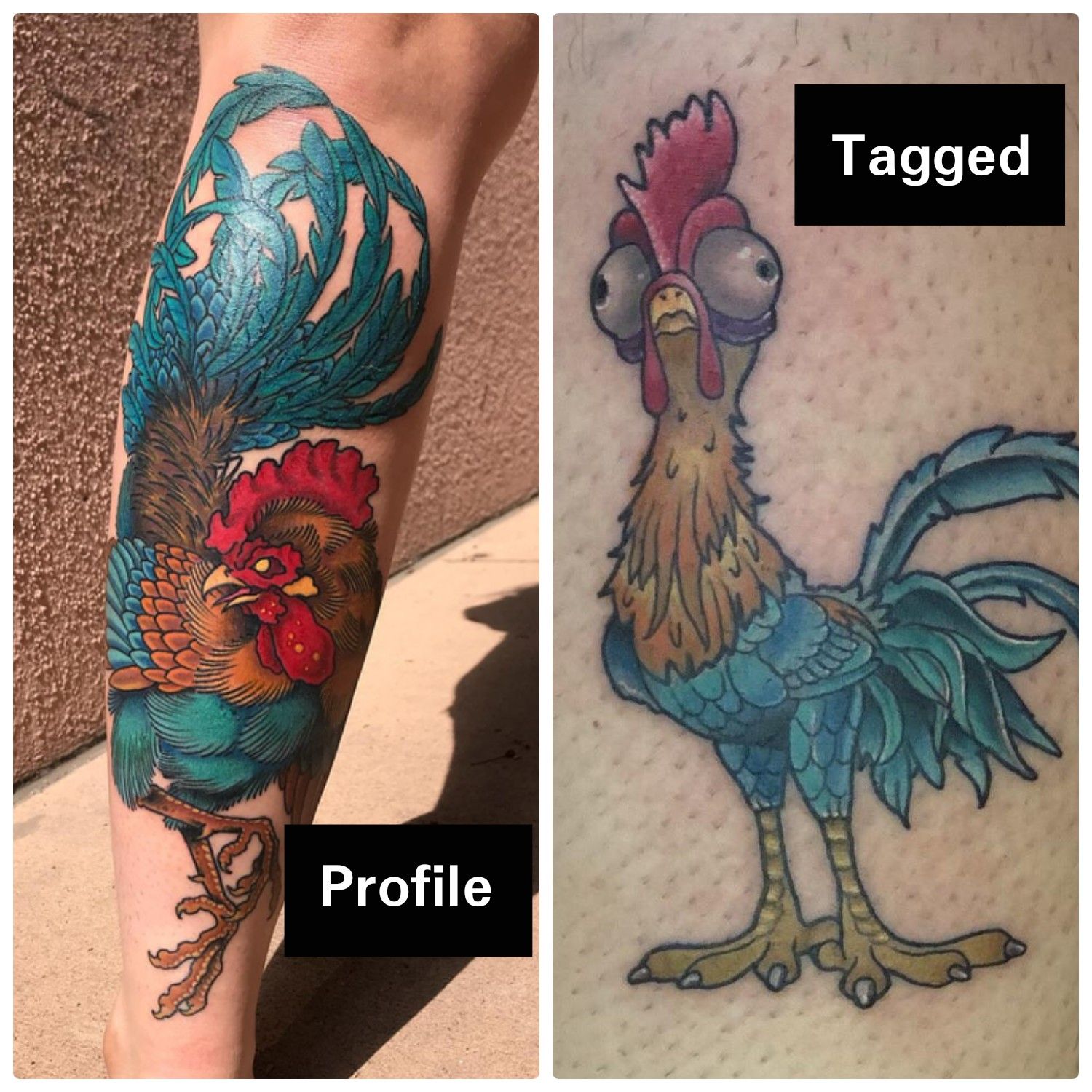 Tagged vs Profile pics, Tattoo edition