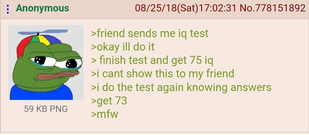 Anon takes IQ test