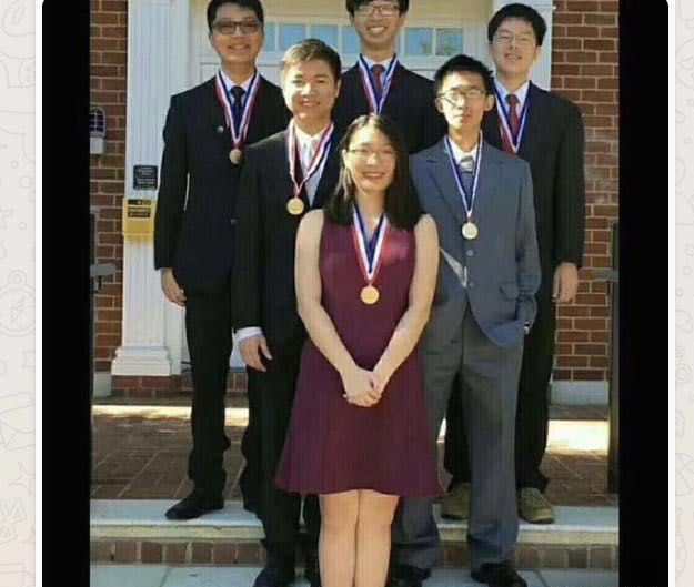 The American team after beating the Chinese team to win the world mathematics competition