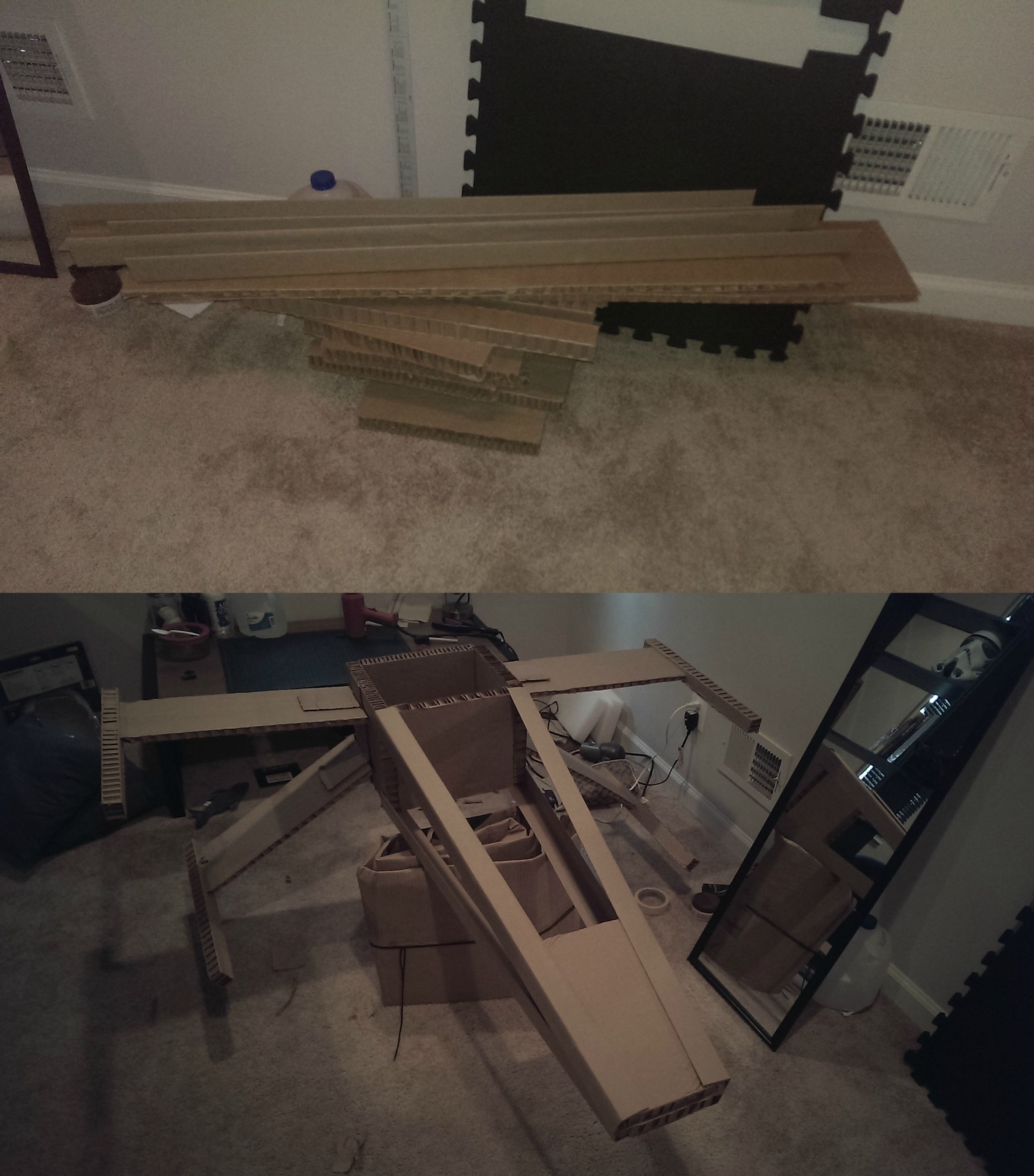 Girlfriend asked me to throw away the box and packaging stuffs from our new bed frame before leaving for work, I did her one better.