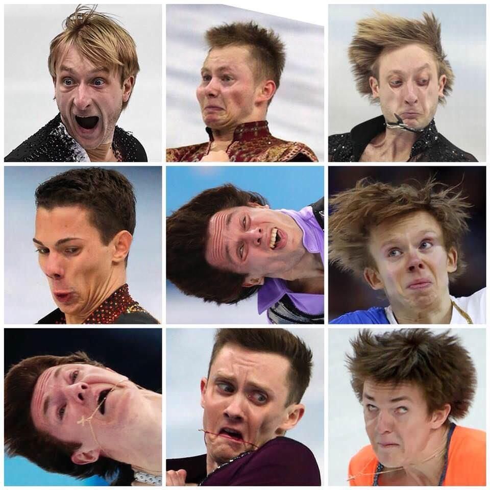Ice skaters mid-trick