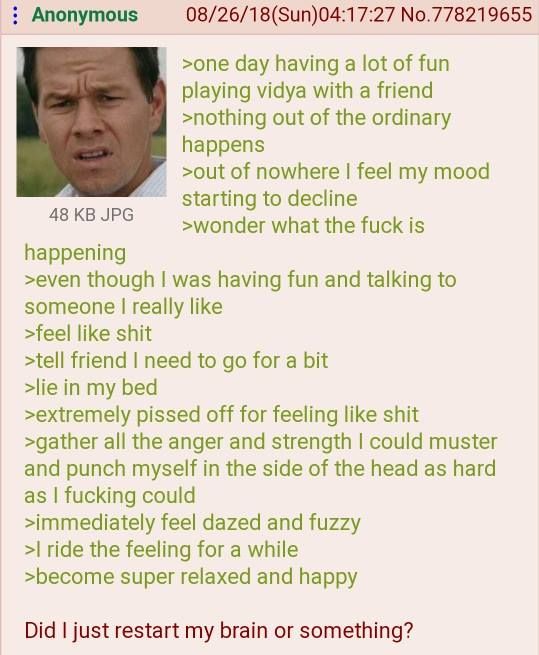 Anon gave himself a concussion