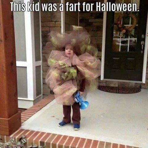 This kid was a fart for Halloween! Brilliant!