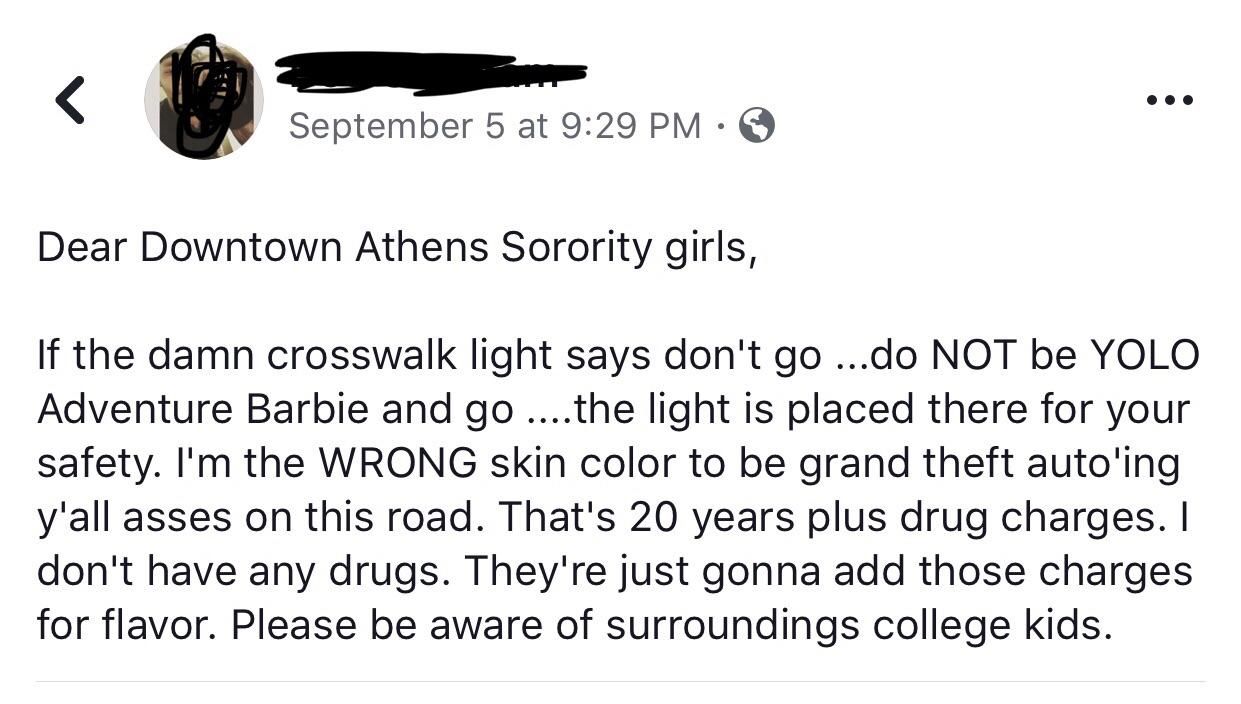 A note to sorority girls