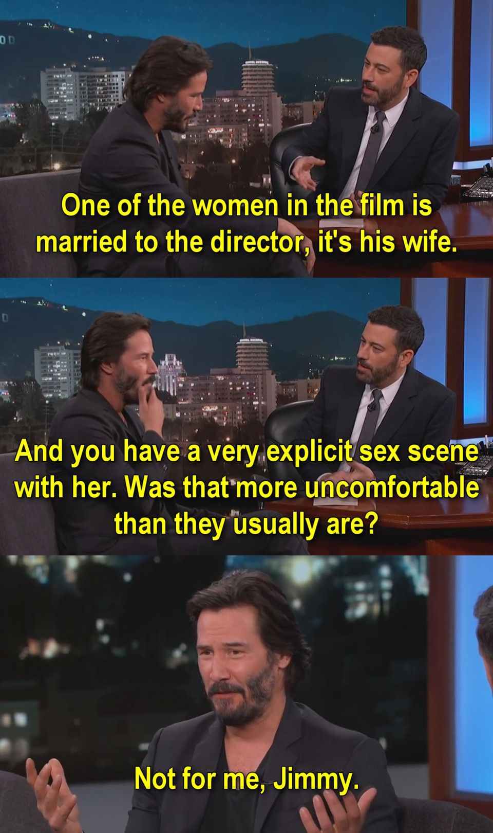 Keanu Reeves on his sex scene with the director's wife