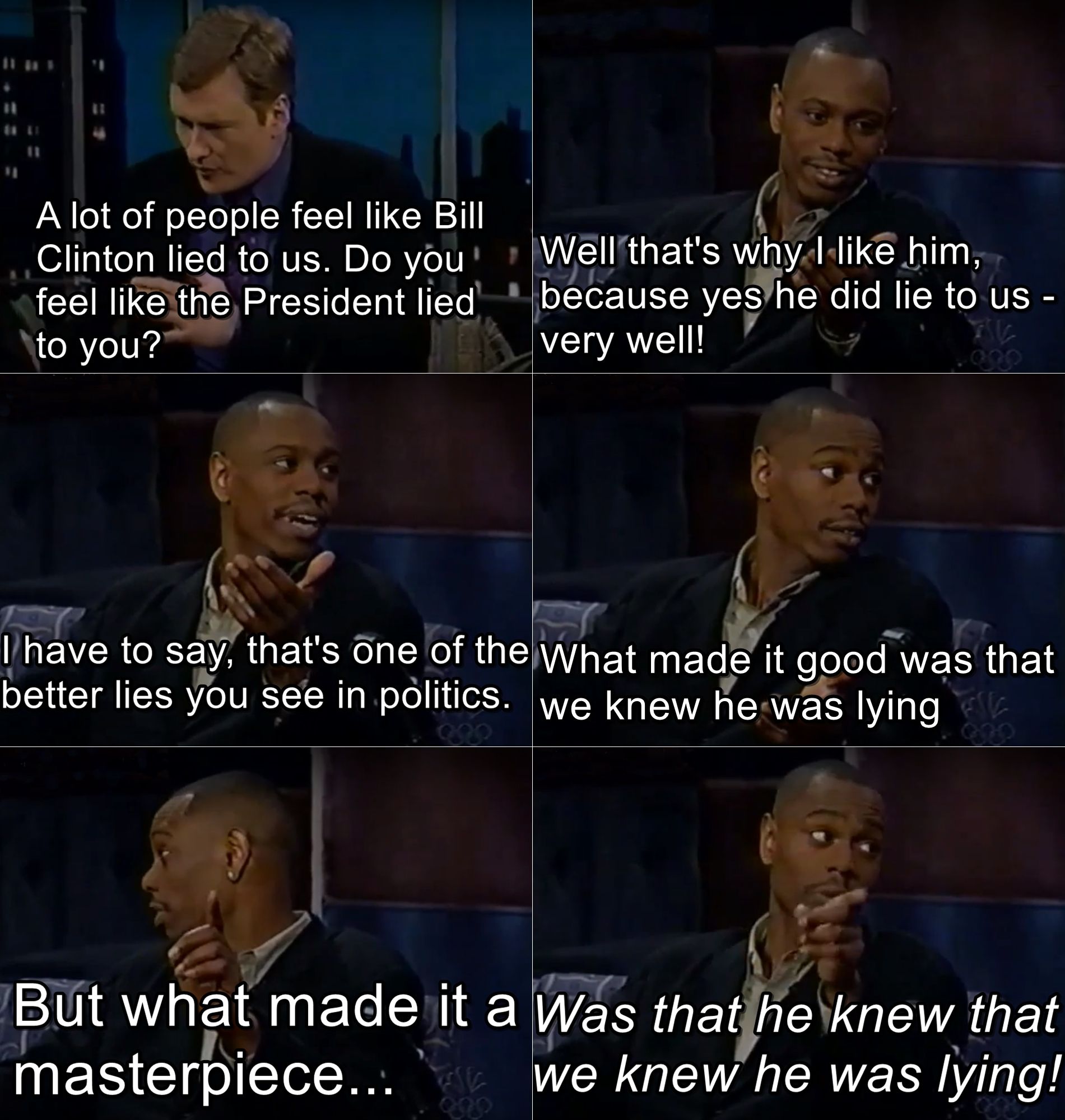Dave Chapelle in an interview with Conan, 1999.