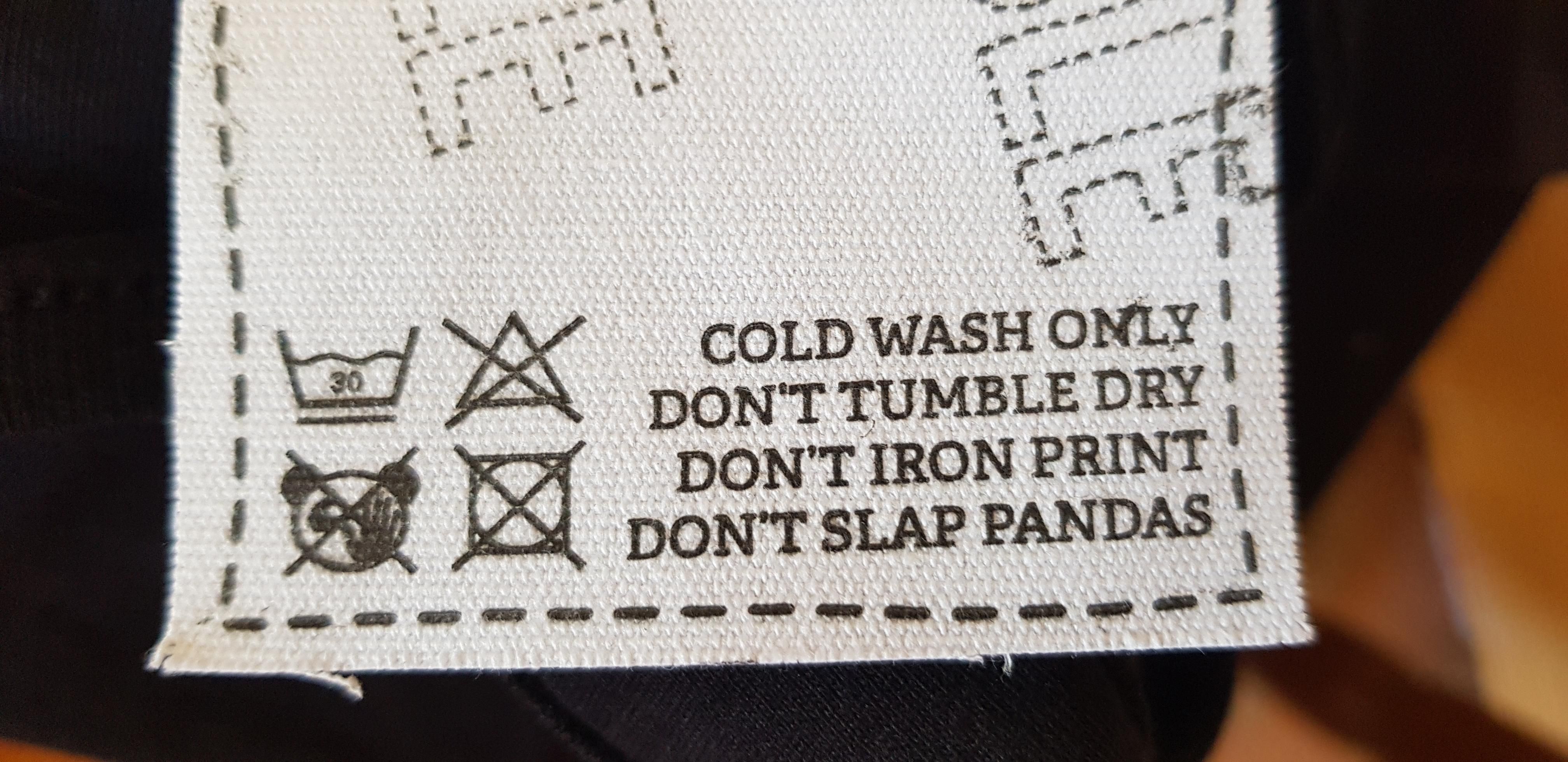 Чек смешная картинка. Знак dont Iron. Don't slap Pandas. Tumble Dry. Dont only