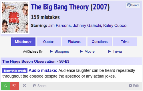 Errors in The Big Bang Theory