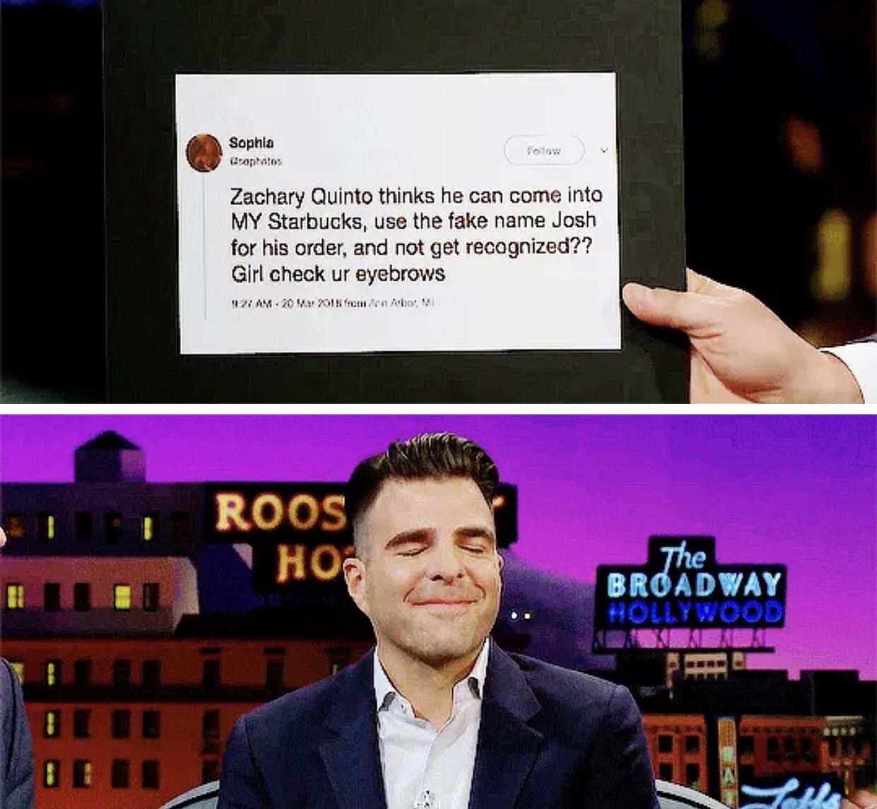 Zachary Quinto was busted for his fake Starbucks name