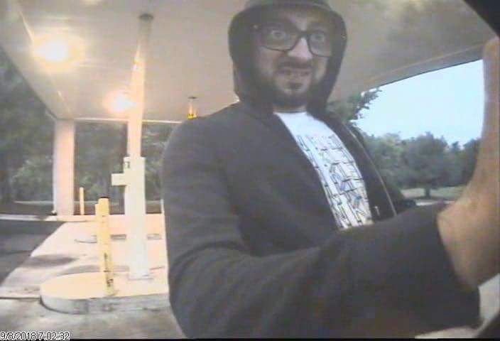 This guy put a skimmer in a ATM and local police release the photo to the public taken by the ATM. His disguise was by wearing 10x magnification glasses. I can't stop looking at his expression!