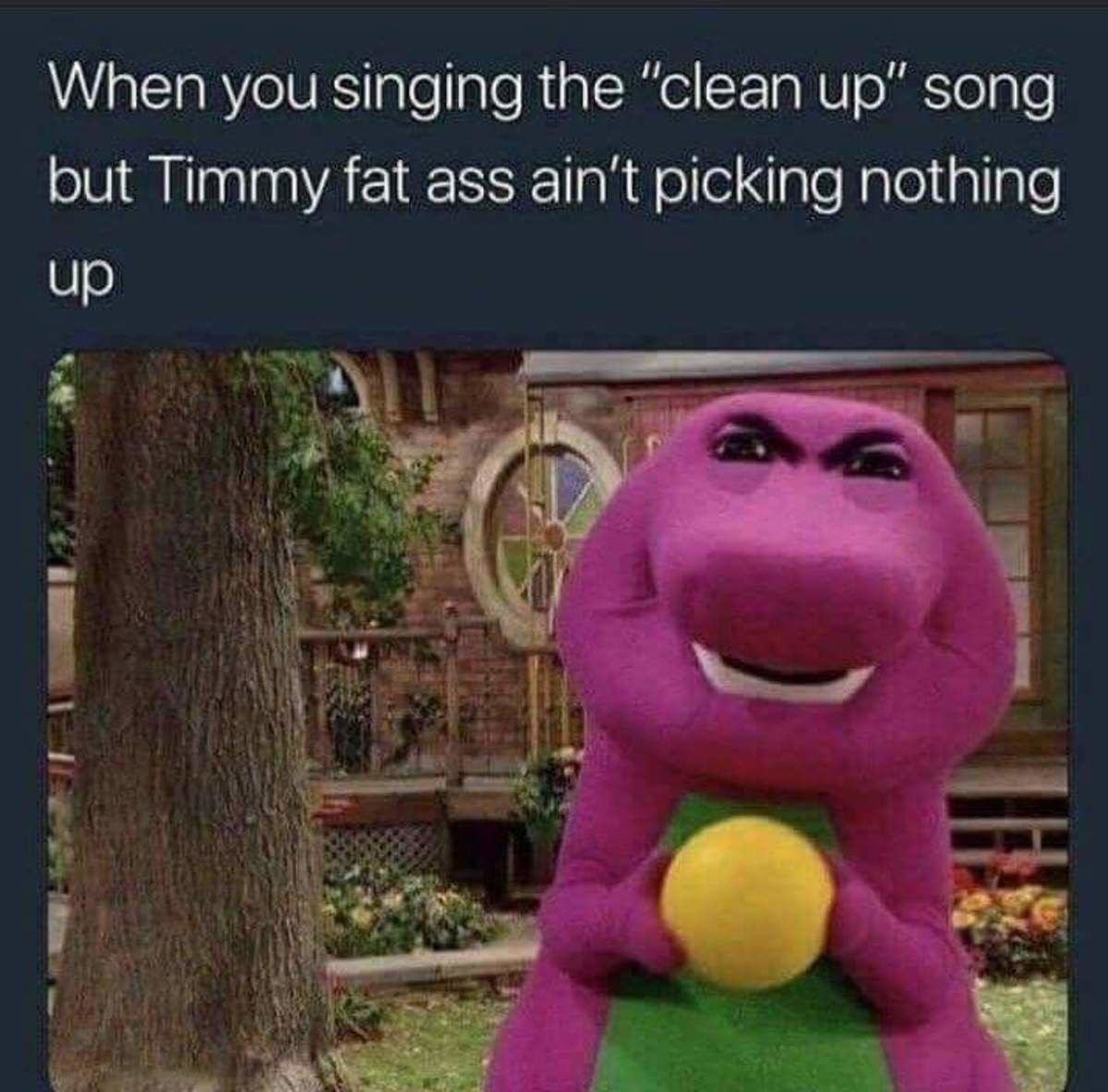 Barney goes carnivore