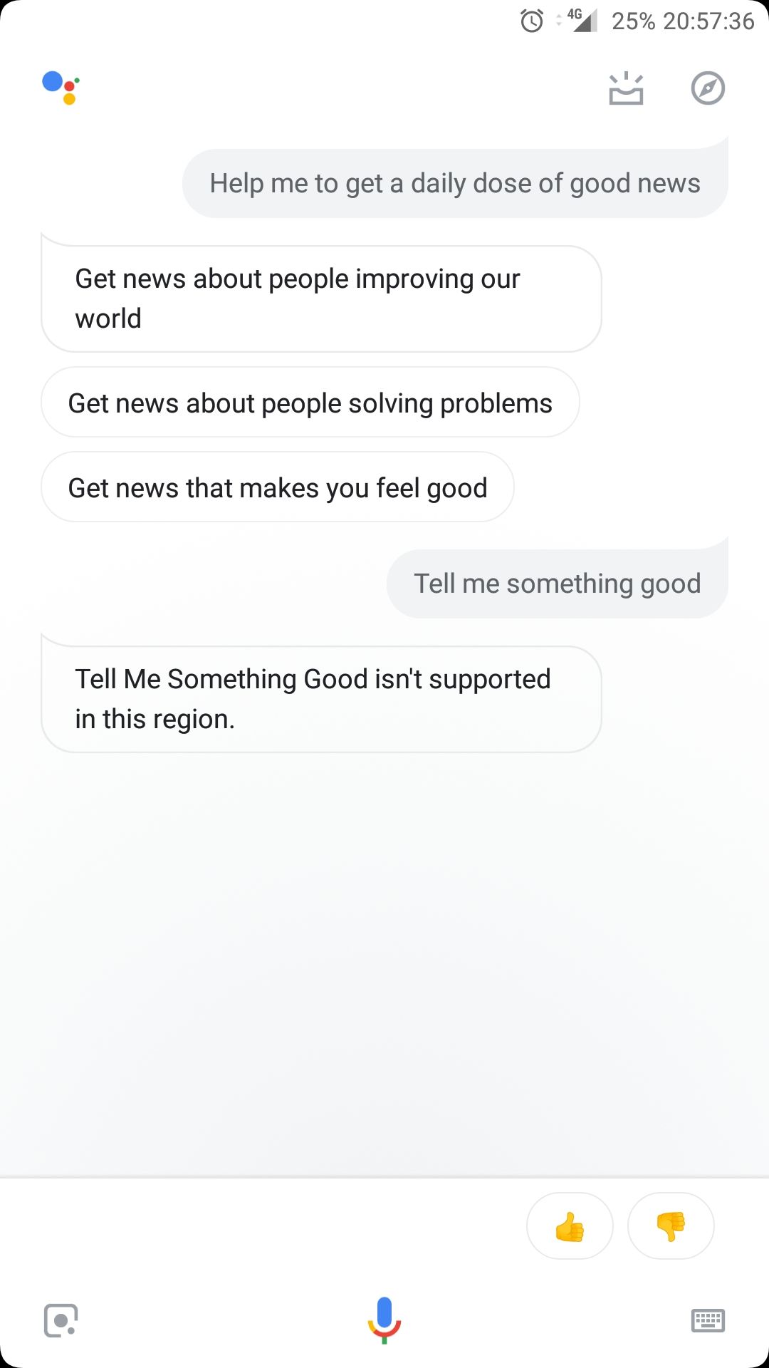 TFW Google assistant knows that nothing good happens in your country