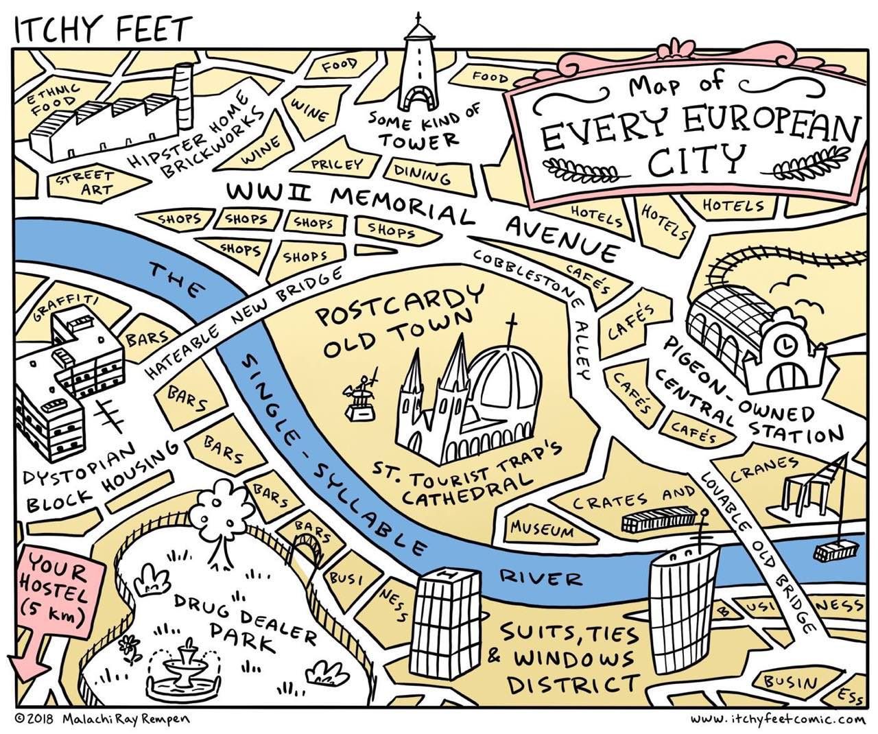 A map of every European city