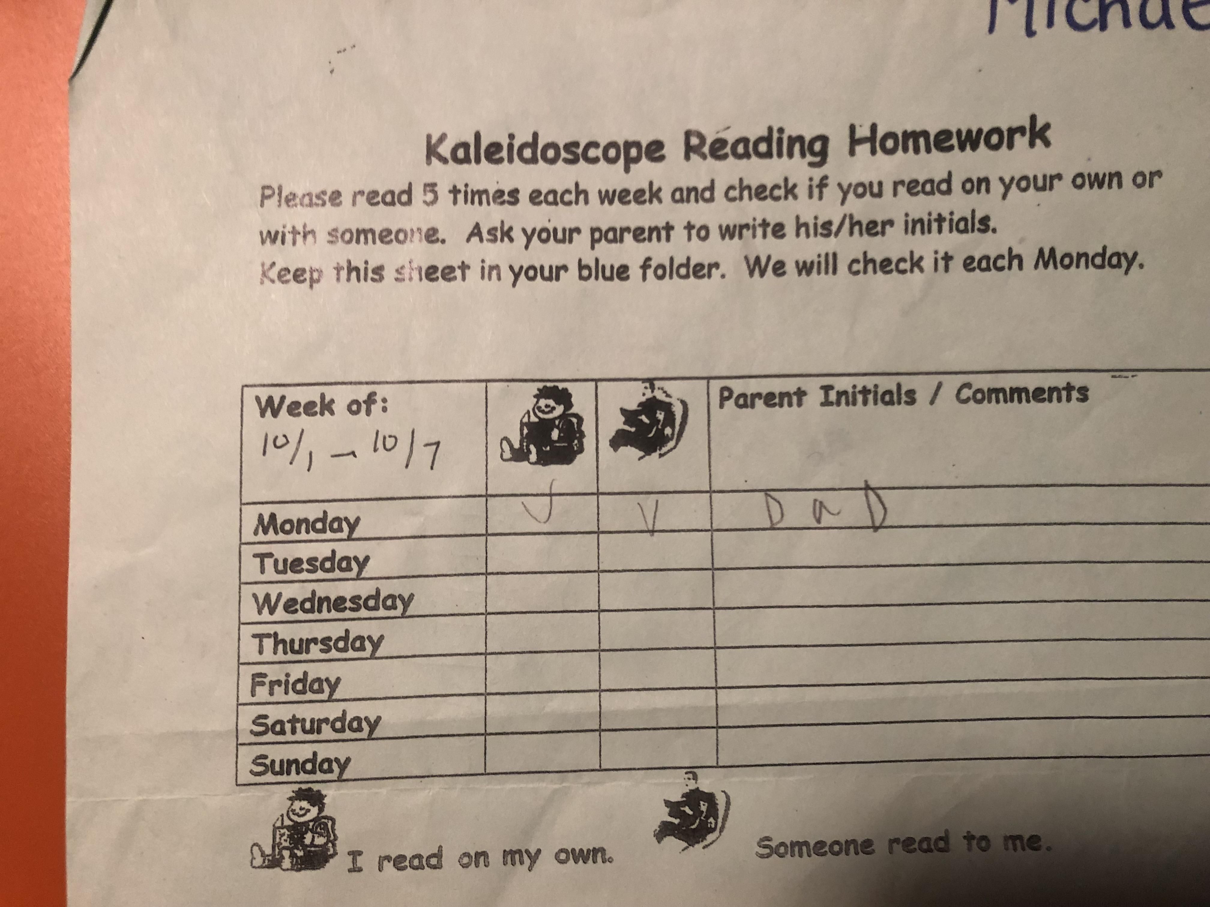 My son forged my signature on his homework.